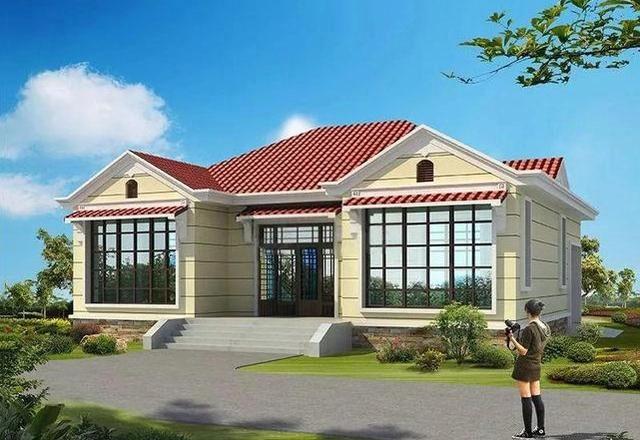 三款美觀大氣的一層別墅設計圖，占地小，造價低功能全。