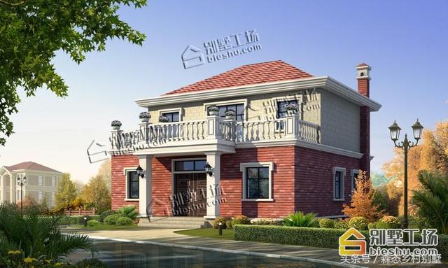 二層別墅設計圖，136平宅基地帶車庫大露臺，造價只要20W.