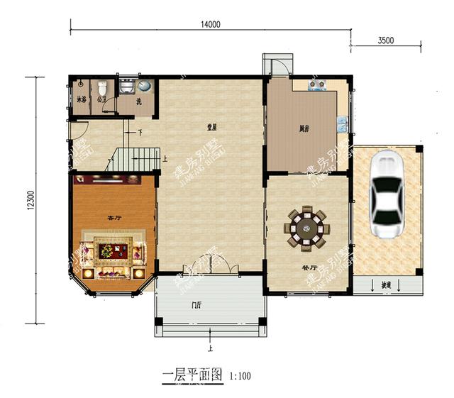 最亮眼的四層別墅設計圖，17.5X12.3米，超大堂屋設計，帶車庫加大露臺