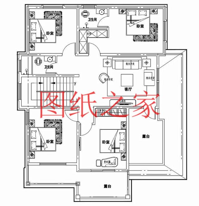 占地面積150平農村三層別墅設計圖，外觀新穎別致，居住舒適