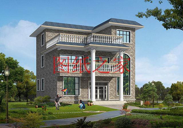 占地面積150平農村三層別墅設計圖，外觀新穎別致，居住舒適