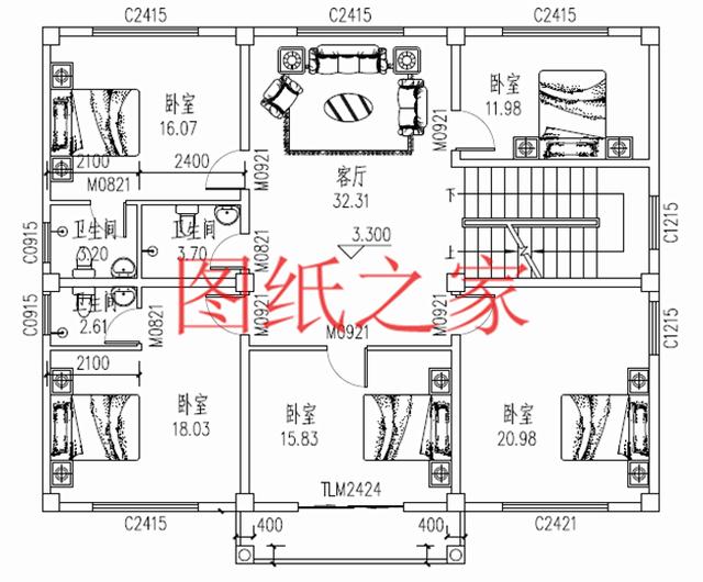 占地面積150平農村三層別墅設計圖，外觀新穎別致，居住舒適