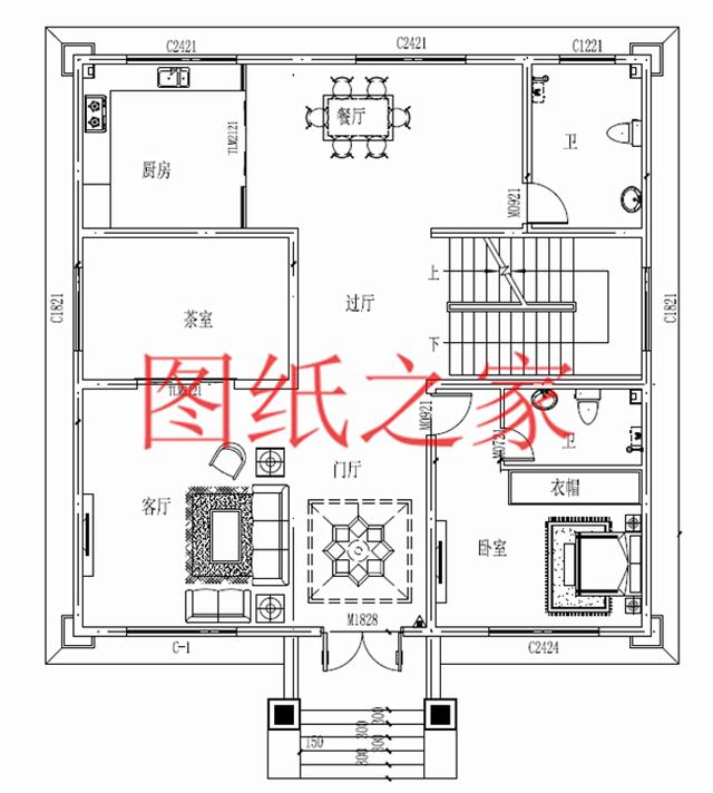 占地面積150平農村三層別墅設計圖，外觀新穎別致，居住舒適