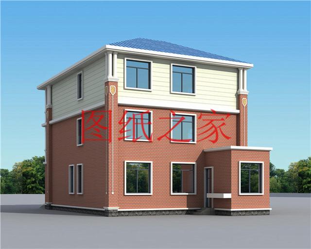 占地面積150平農村三層別墅設計圖，外觀新穎別致，居住舒適