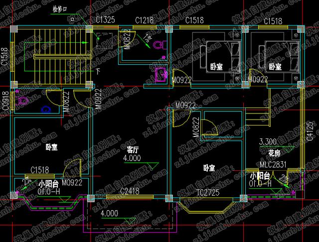 4套二層帶陽光花房農(nóng)村自建別墅設(shè)計圖全套cad施工圖，打造創(chuàng)意私人小空間