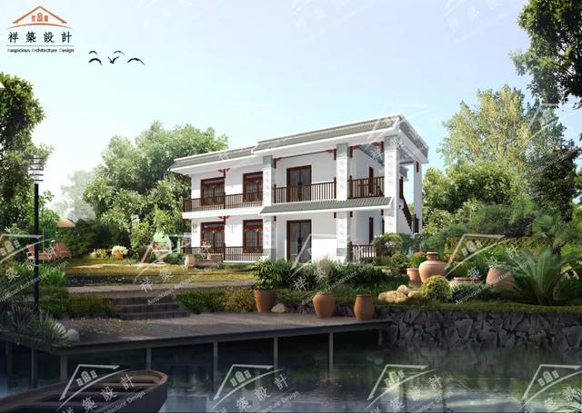 15.8X10.2中式元素民居自建房別墅設(shè)計(jì)圖案例，整體很不錯(cuò)