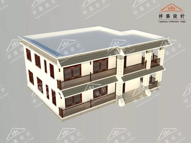 15.8X10.2中式元素民居自建房別墅設(shè)計(jì)圖案例，整體很不錯(cuò)