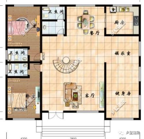 農村自建別墅設計圖，還有旋轉樓梯，一家人住，老少皆宜