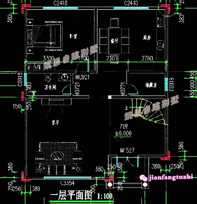 占地120平米簡歐復式挑空客廳三層農村別墅設計圖，你心動了沒