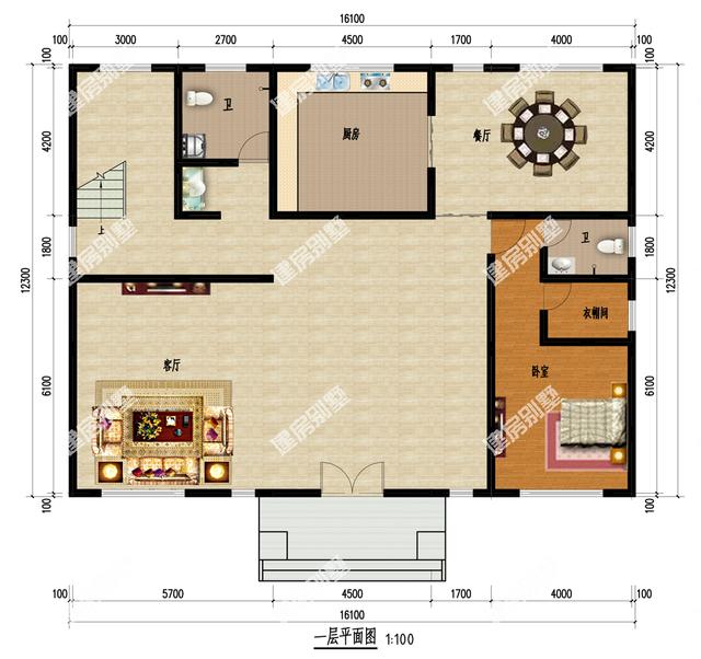 三層豪華別墅設計圖，16.1x12.3米，框架結構，主體50萬左右