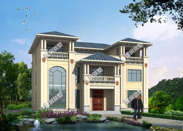 三層豪華別墅設計圖，16.1x12.3米，框架結構，主體50萬左右