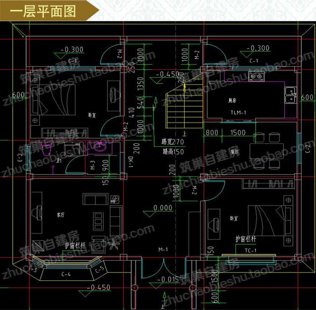 3款三層農村自建房設計施工圖，采光充沛、通風流暢，空間利用率高