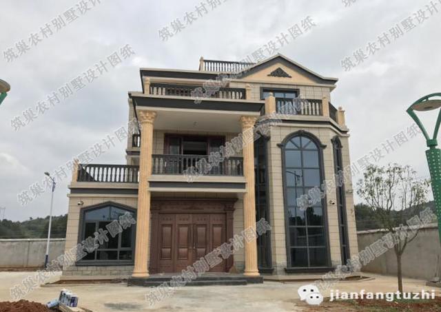 35萬150平米農村三層別墅設計施工效果圖+成品圖分享