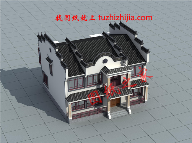 2019年新款徽式新農村二層樓房設計圖,黑瓦白墻