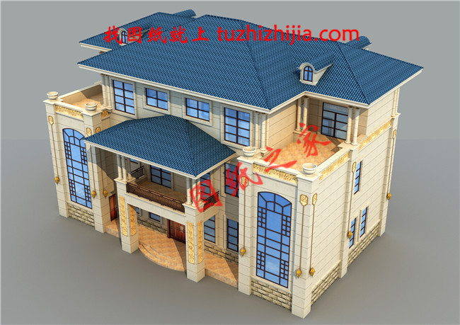 共用中堂雙拼兄弟三層別墅設計圖，簡歐式風格