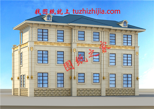 共用中堂雙拼兄弟三層別墅設計圖，簡歐式風格