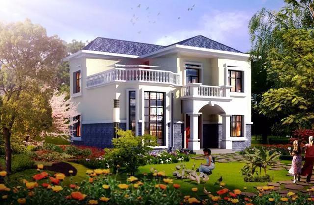 農村二層輕鋼別墅設計圖，外觀漂亮，簡單大方，方便實用