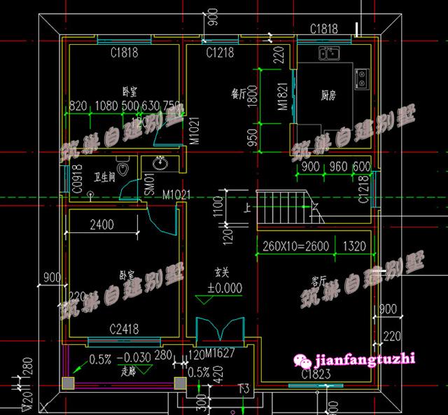 2款二層帶陽臺自建房小洋房設(shè)計(jì)施工圖及效果圖，磚混結(jié)構(gòu)，造價經(jīng)濟(jì)