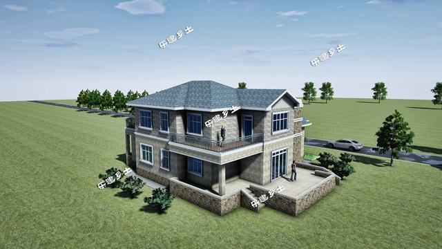 二層美式別墅設計圖，外觀層次豐富，布局大氣舒適，具有經典美式田園風格