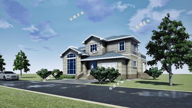 二層美式別墅設計圖，外觀層次豐富，布局大氣舒適，具有經典美式田園風格