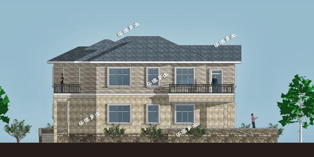 二層美式別墅設計圖，外觀層次豐富，布局大氣舒適，具有經典美式田園風格