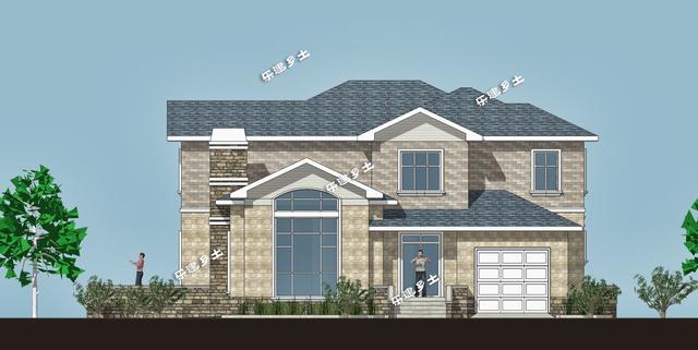 二層美式別墅設計圖，外觀層次豐富，布局大氣舒適，具有經典美式田園風格