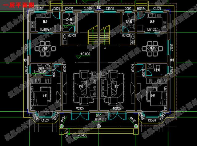 二層雙拼別墅全套設計施工圖，雙陽臺，造價不高，適合農村兩兄弟建造