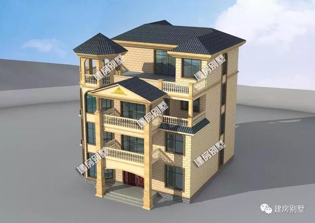 11.9×14米四層農(nóng)村別墅設(shè)計圖，氣派十足，一個字：美！