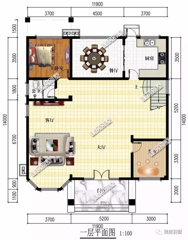 11.9×14米四層農(nóng)村別墅設(shè)計圖，氣派十足，一個字：美！