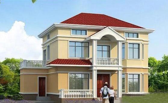 帶閣樓的二層自建房設計圖，占地103平米，四室三廳帶獨立廚房