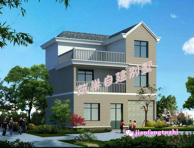 農(nóng)村三層自建別墅設(shè)計(jì)圖，露臺(tái)+車庫(kù)，戶型簡(jiǎn)約方正