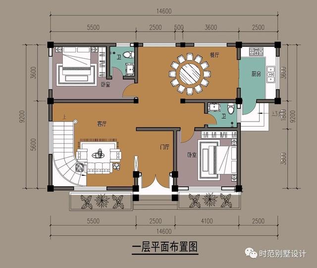 小進深三層復式新中式別墅設計圖，戶型方正，四周通透