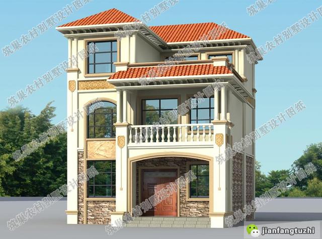 三層農村自建房小戶型設計圖，3廳5臥帶露臺，滿足家人的住房需求