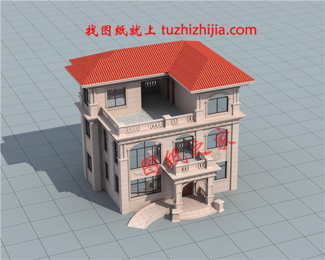 2019年新款三層別墅外觀圖及施工圖，占地面積110平米