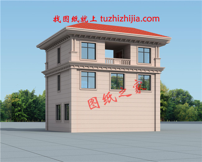 2019年新款三層別墅外觀圖及施工圖，占地面積110平米