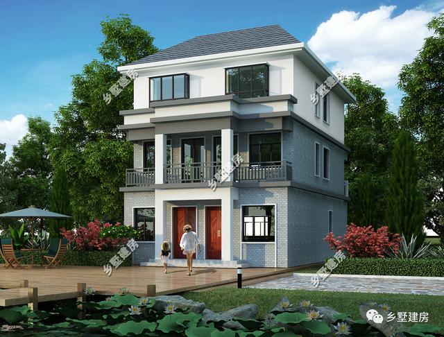 小面寬也能建雙拼，看看這款農村別墅設計圖，你就知道了