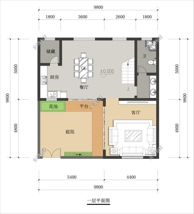 占地70平的3層小別墅設計圖，戶型呈現L型，入戶圍合成小庭院