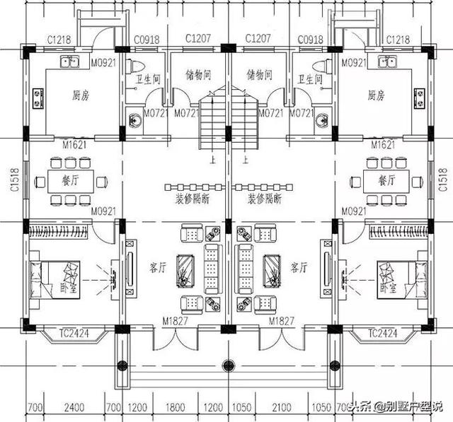 16×11米農村二層雙拼別墅設計圖，功能分區合理