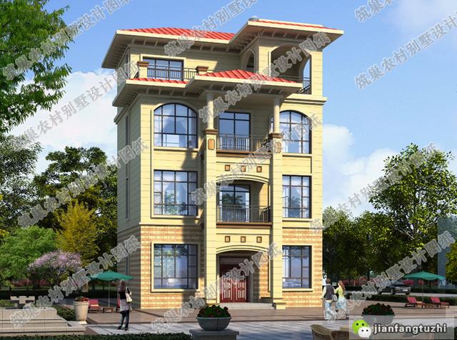 四層農(nóng)村設(shè)計(jì)別墅圖紙，占地100平米，戶型美觀大氣