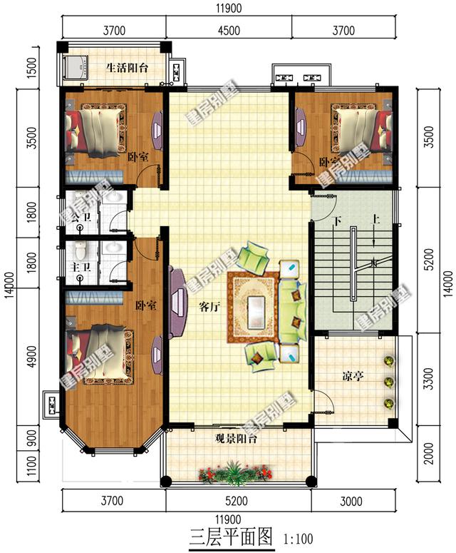 11.9米x14米農村四層自建房，帶大露臺+多邊形涼亭，在農村建肯定是同村最霸氣的那一款！
