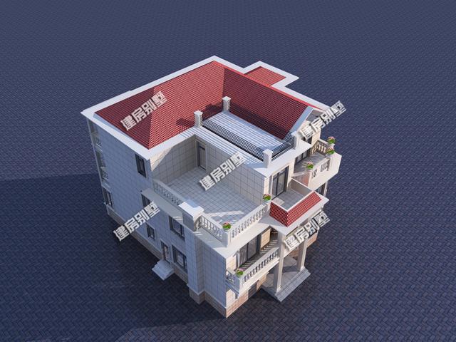 三層農村歐式別墅設計圖，10個臥室設計，左右鄰居各一棟！