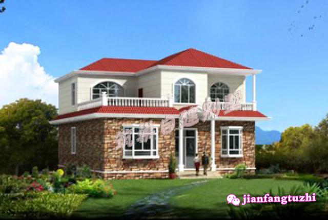 12.6米x13.5米農(nóng)村二層自建房，戶(hù)型簡(jiǎn)約方正，造價(jià)經(jīng)濟(jì)（含2張效果圖全套施工圖）