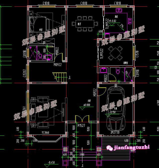 12米x16米農村四層別墅設計圖，帶大露臺，大氣美觀，方便實用。