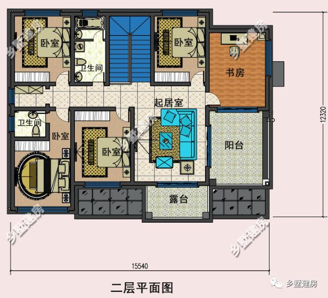 15米X12米新中式二層農村別墅設計圖，優雅時尚，碰撞間盡顯不凡！