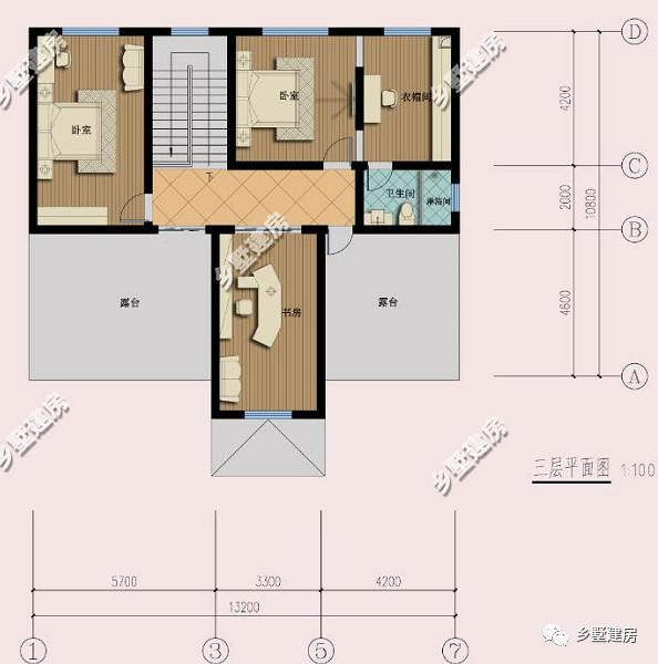 13.2×10.8米農(nóng)村三層別墅設(shè)計(jì)圖，獨(dú)院式現(xiàn)代風(fēng)，空氣清新，多美好的生活！