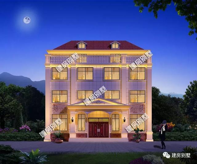 14米×12.4米四層雙拼別墅設計圖，豪華氣派，帶大客廳+獨立廚房，辦起喜事擺起酒來，就不用去借場地了。