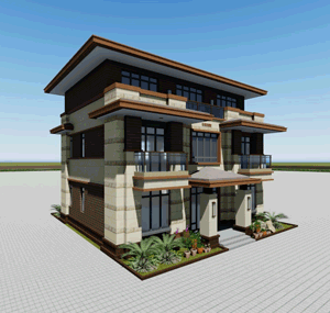 占地95㎡的現(xiàn)代風三層別墅設計圖，宏偉大氣，布局合理，堪比豪宅