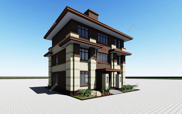 占地95㎡的現(xiàn)代風三層別墅設計圖，宏偉大氣，布局合理，堪比豪宅