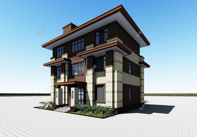 占地95㎡的現(xiàn)代風三層別墅設計圖，宏偉大氣，布局合理，堪比豪宅