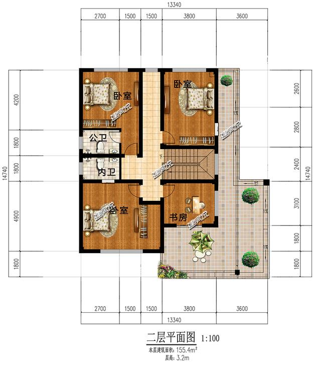 占地158平二層現(xiàn)代別墅設(shè)計(jì)圖，帶有大車庫，實(shí)用，30萬就能蓋起！